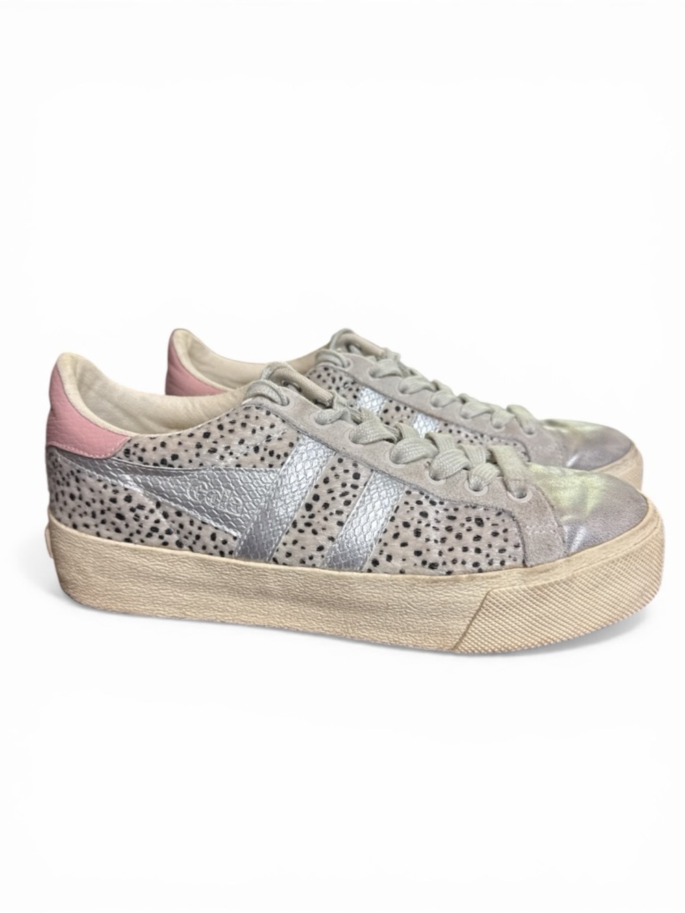 Gola Classics Women's Orchid Platform Tropic Sneakers Cheetah/Silver Size 8 39EU